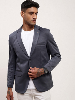 SHOWOFFFF Solid Single Breasted Casual Men Blazer(Grey)