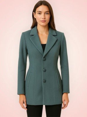 Pepzo Solid Double Breasted Casual Women Blazer(Blue)