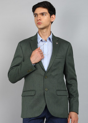 Raymond Solid Single Breasted Formal Men Blazer(Dark Green)