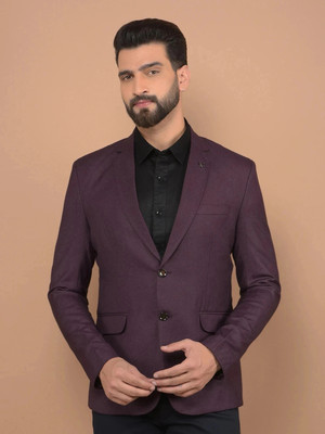 Canary London Self Design Single Breasted Casual Men Blazer(Purple)