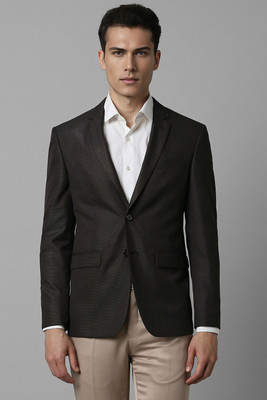 LOUIS PHILIPPE Self Design Single Breasted Formal Men Blazer(Brown)
