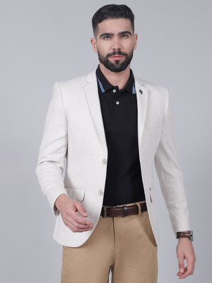 CANTABIL Self Design Single Breasted Casual Men Blazer(Beige)