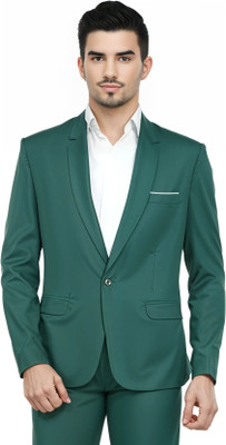 HUMJOLI FASHION Solid Single Breasted Formal, Casual, Festive, Wedding Men Blazer(Green)