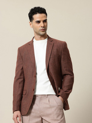 Mr Bowerbird Self Design Single Breasted Casual Men Blazer(Brown)