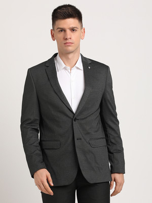 TURTLE Self Design Single Breasted Casual Men Blazer(Black)