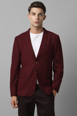 LOUIS PHILIPPE Self Design Single Breasted Party Men Blazer(Maroon)