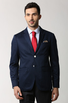 PETER ENGLAND Self Design Single Breasted Formal Men Blazer(Blue)