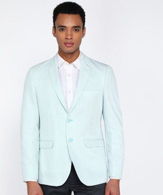 PETER ENGLAND Solid Single Breasted Casual Men Blazer(Light Blue)