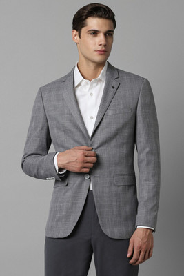 LOUIS PHILIPPE Solid Single Breasted Formal Men Blazer(Grey)