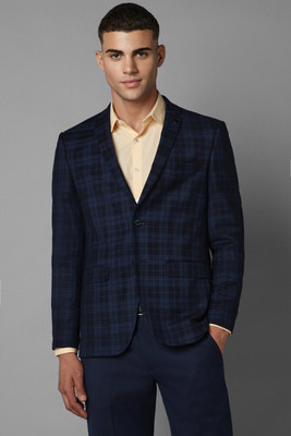 Allen Solly Checkered Single Breasted Formal Men Blazer(Dark Blue)