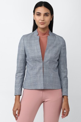 VAN HEUSEN Checkered Single Breasted Casual Women Blazer(Grey)