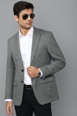 LOUIS PHILIPPE Solid Single Breasted Formal Men Blazer(Grey)