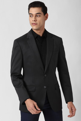 PETER ENGLAND Solid Single Breasted Formal Men Blazer(Grey)