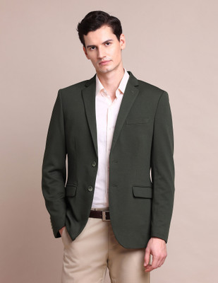 ARROW Solid Single Breasted Casual Men Blazer(Green)