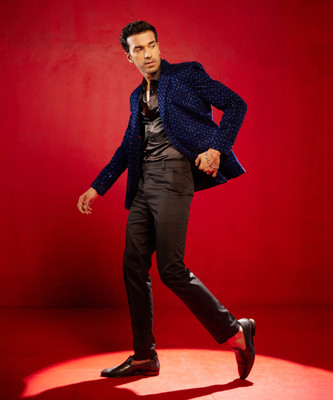 VASTRAMAY Solid, Embroidered Single Breasted Casual Men Blazer(Blue)