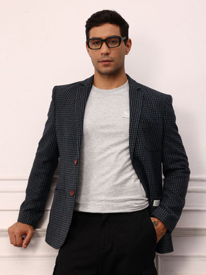 Mr Bowerbird Self Design Single Breasted Casual Men Blazer(Black)