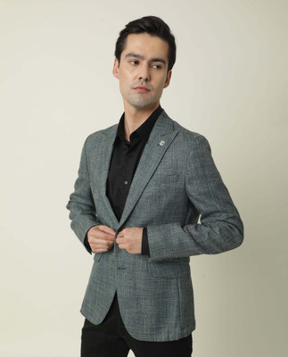 Rare Rabbit Solid Single Breasted Formal Men Blazer(Green)