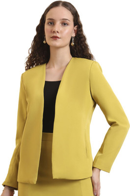 BRINNS Solid Single Breasted Formal Women Blazer(Yellow)