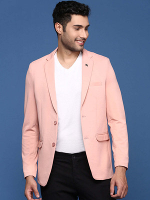 SHOWOFFFF Solid Single Breasted Casual Men Blazer(Pink)