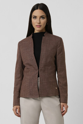 VAN HEUSEN Printed Single Breasted Formal Women Blazer(Brown)
