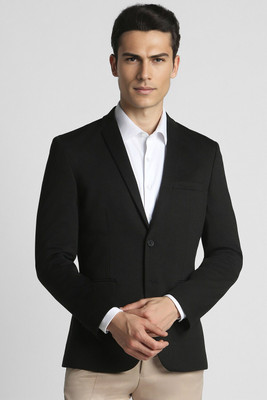 PETER ENGLAND Solid Single Breasted Formal Men Blazer(Black)