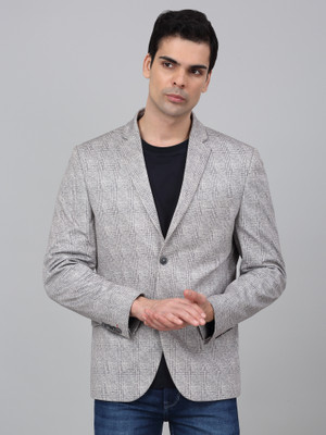 CANTABIL Checkered Single Breasted Casual Men Blazer(Grey)