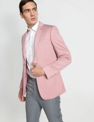 ARROW Self Design Single Breasted Formal Men Blazer(Pink)