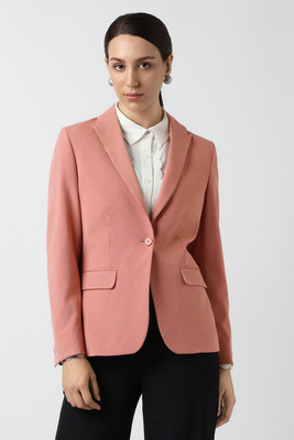 VAN HEUSEN Solid Single Breasted Formal Women Blazer(Pink)