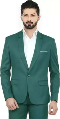 HUMJOLI MENS WEAR Solid Single Breasted Formal, Casual, Party, Festive & Wedding Men Blazer(Green)