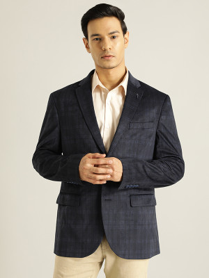 INDIAN TERRAIN Checkered Single Breasted Casual Men Blazer(Blue)