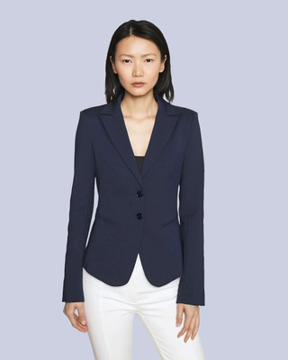 Rocksy Solid Single Breasted Casual Women Blazer(Blue)