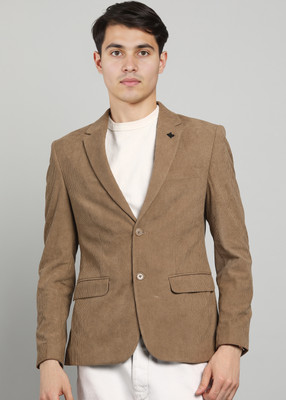 KILLER Solid Single Breasted Casual Men Blazer(Beige)