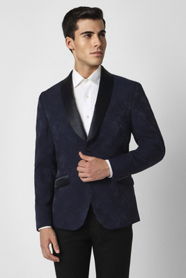 V DOT BY VAN HEUSEN Self Design Single Breasted Festive & Wedding Men Blazer(Blue)