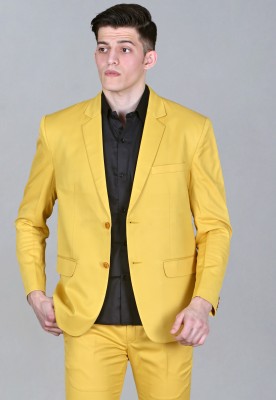 Vooz Solid Single Breasted Festive & Wedding, Party, Formal Men Blazer(Yellow)