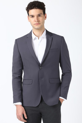 PETER ENGLAND Solid Single Breasted Formal Men Blazer(Grey)