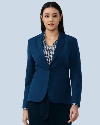 Rocksy Solid Single Breasted Casual Women Blazer(Light Blue)