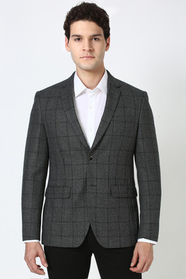 PETER ENGLAND Checkered Tuxedo Style Formal Men Blazer(Green)