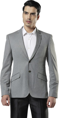 Next Look Solid Single Breasted Formal Men Blazer(Grey)
