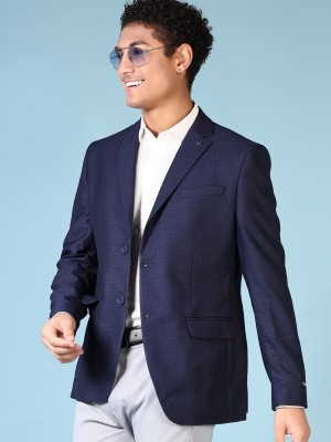 V-MART Solid Single Breasted Casual, Festive, Party, Formal Men Blazer(Dark Blue)