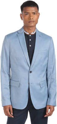 ARROW Solid Single Breasted Formal Men Blazer(Blue)
