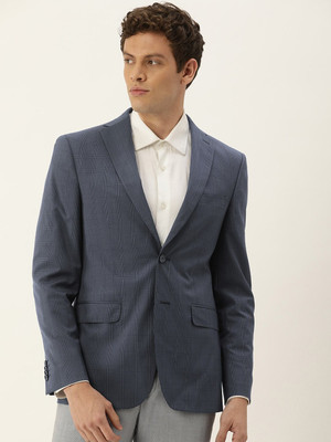 PETER ENGLAND Checkered Single Breasted Formal Men Blazer(Grey)