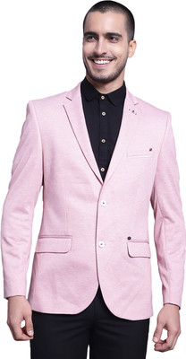 CANTABIL Self Design Single Breasted Casual Men Blazer(Pink)