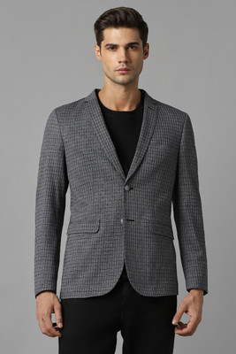 LOUIS PHILIPPE Checkered Single Breasted Casual Men Blazer(Grey)