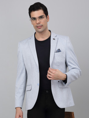 CANTABIL Self Design Single Breasted Casual Men Blazer(Light Blue)