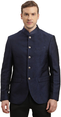 TURTLE Self Design Single Breasted Casual Men Blazer(Blue)
