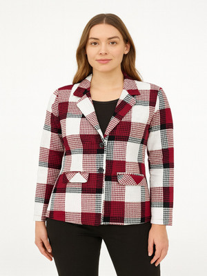 BLUEWEARS Checkered, Printed Single Breasted Casual, Formal, Party, Festive & Wedding Women Blazer(Multicolor)