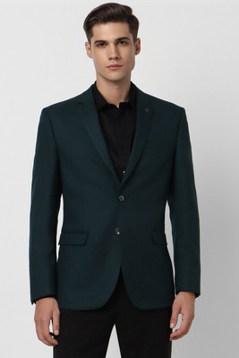 VAN HEUSEN Solid Single Breasted Formal Men Blazer(Green)