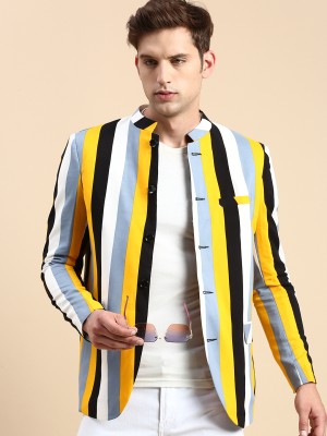 Showoff Striped Bandhgala Party Men Blazer(Multicolor)