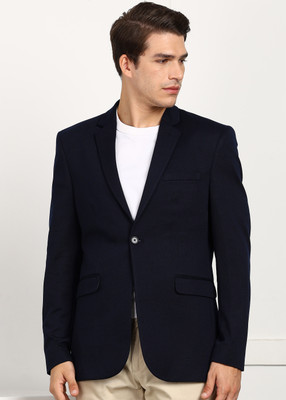 PROVOGUE Solid Single Breasted Casual Men Blazer(Blue)