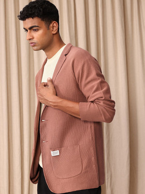 Mr Bowerbird Self Design Single Breasted Casual Men Blazer(Brown)